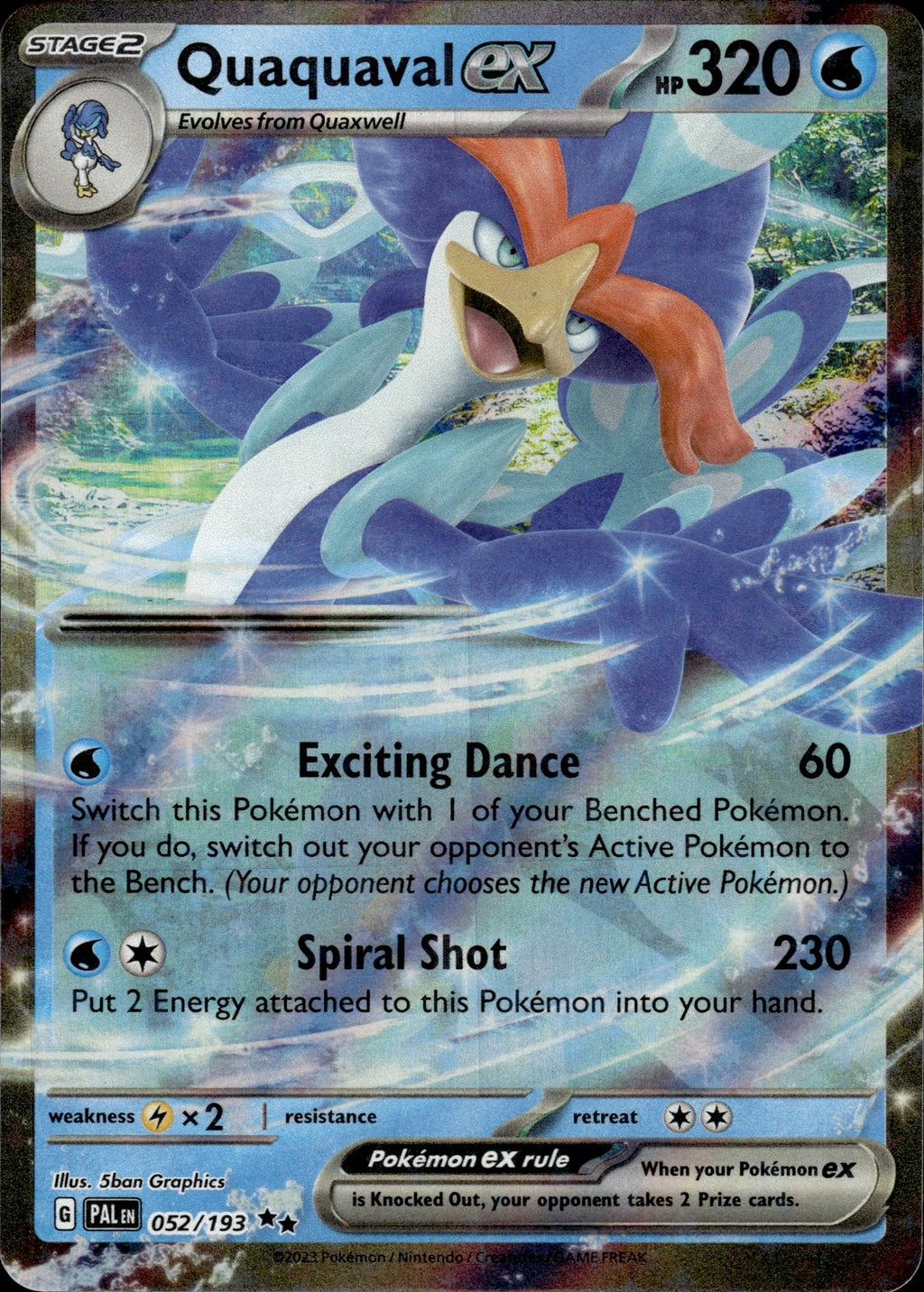 Quaquaval ex Holo Double Rare SV02: Paldea Evolved 052/193 NM