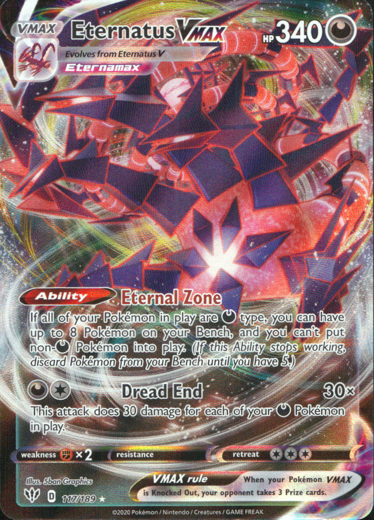 Eternatus VMAX Holo Ultra Rare SWSH03: Darkness Ablaze 117/189 NM