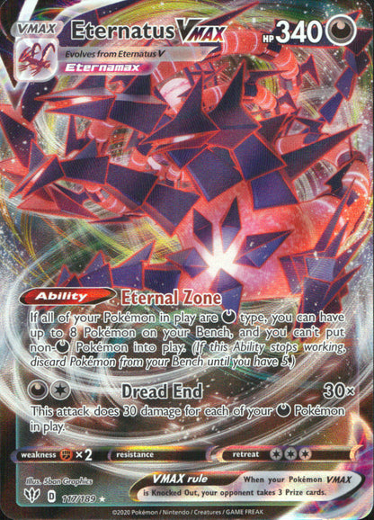 Eternatus VMAX Holo Ultra Rare SWSH03: Darkness Ablaze 117/189 NM