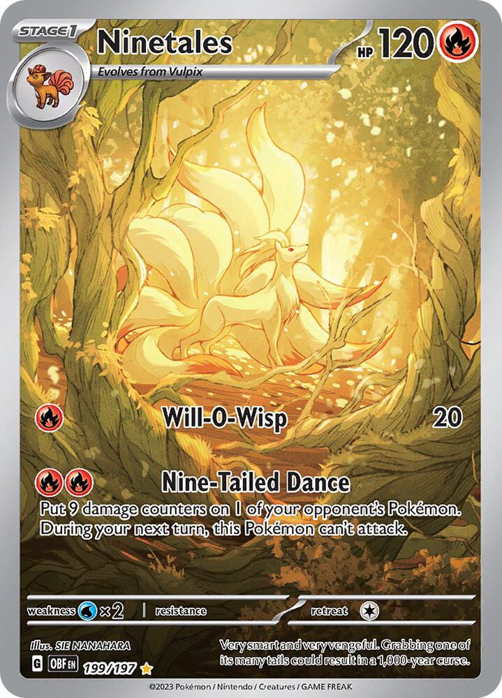 Ninetales Holo Illustration Rare SV03: Obsidian Flames 199/197 NM
