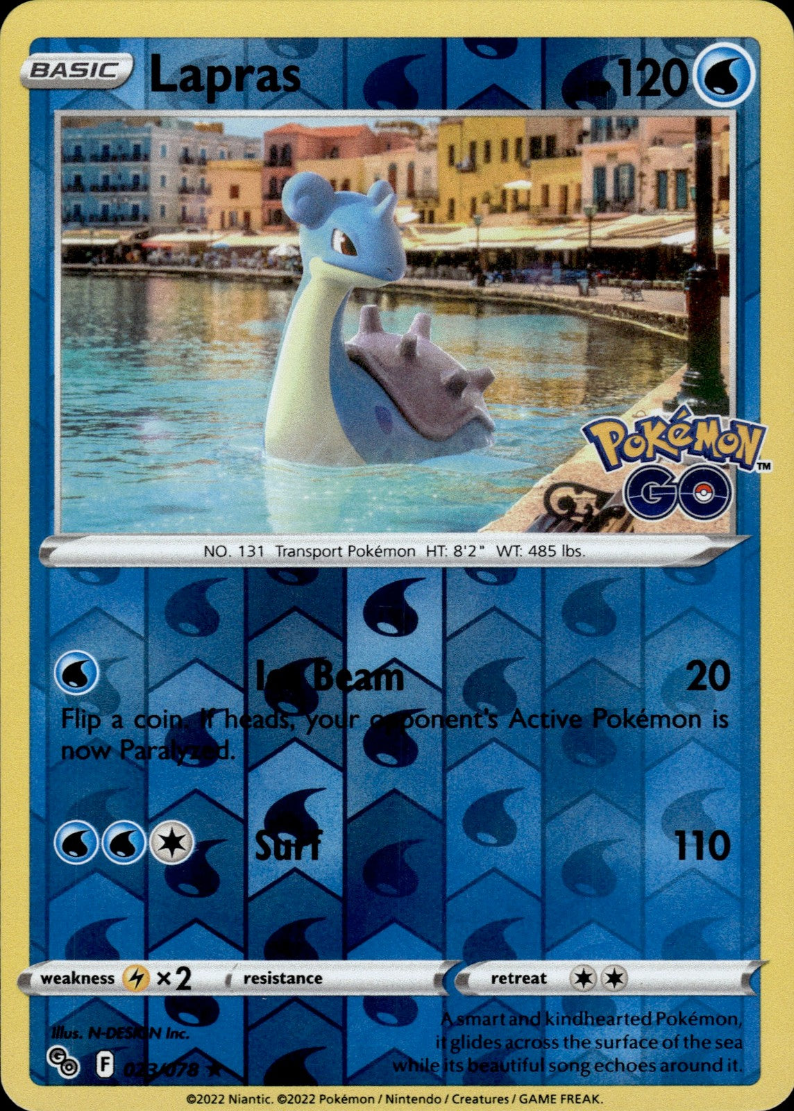 Lapras Reverse Holo Holo Rare Pokemon GO 023/078 NM