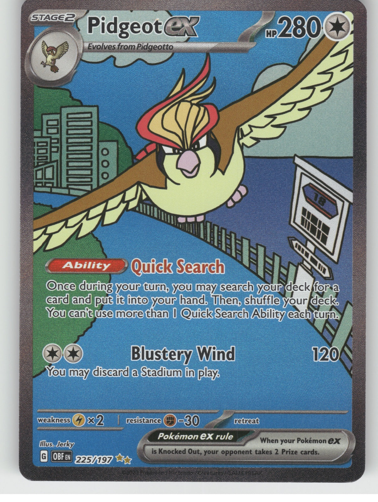 Pidgeot ex - Holo Special Illustration Rare SV03: Obsidian Flames 225/197 NM