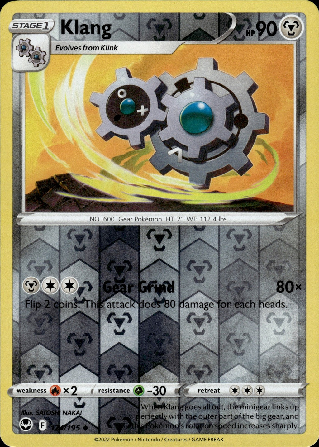 Klang Reverse Holo Uncommon SWSH12: Silver Tempest 124/195 NM