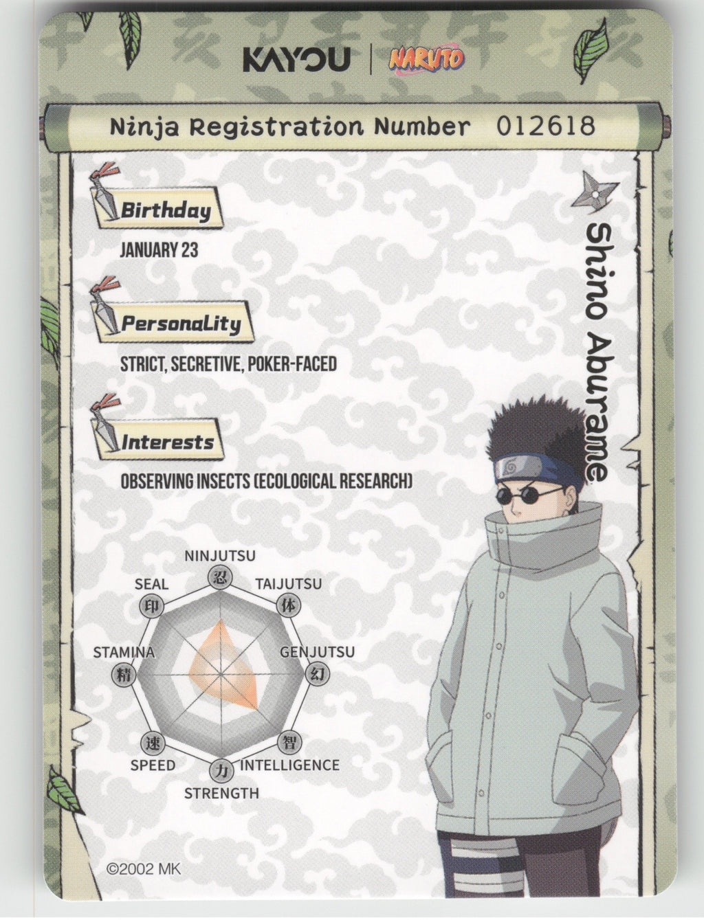 Shino Aburame Base SR Earth Scroll Series 1 009L2 NM back