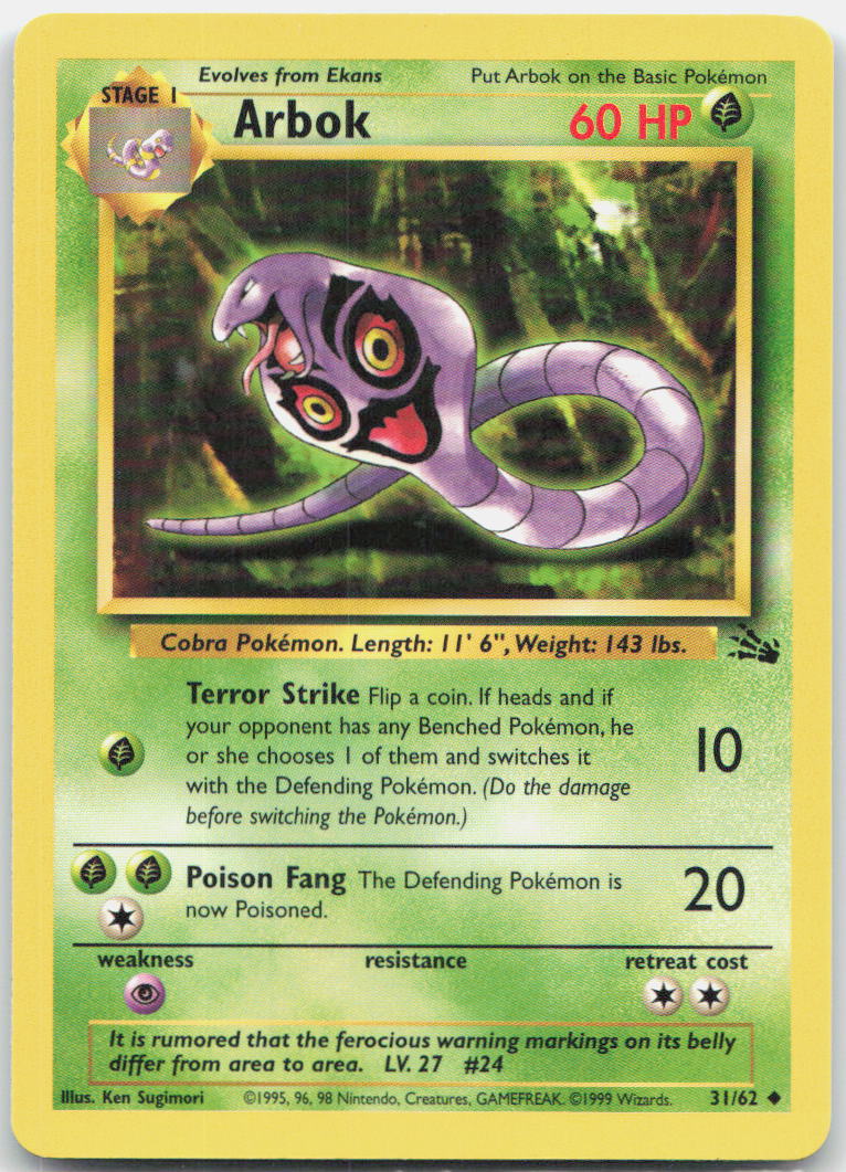 Arbok Unlimited Uncommon Fossil 31/62 NM