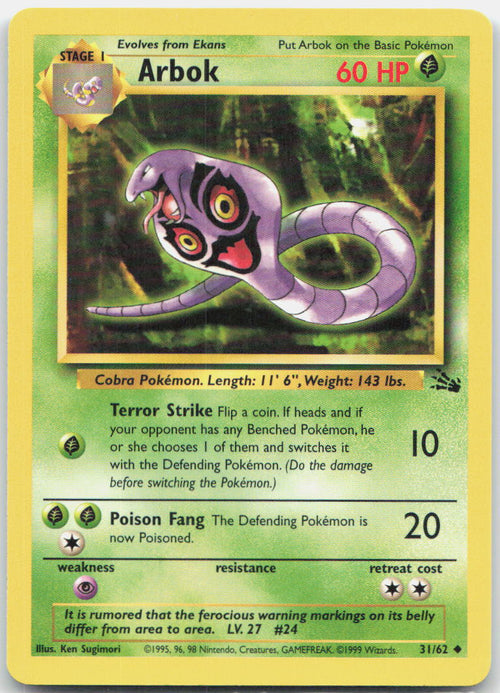 Arbok Unlimited Uncommon Fossil 31/62 NM