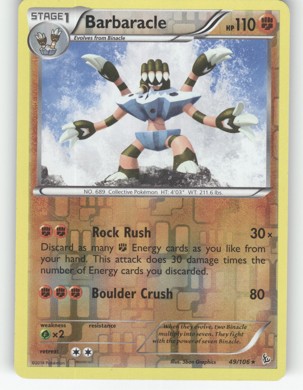Barbaracle Reverse Holo Rare XY - Flashfire 49/106 NM