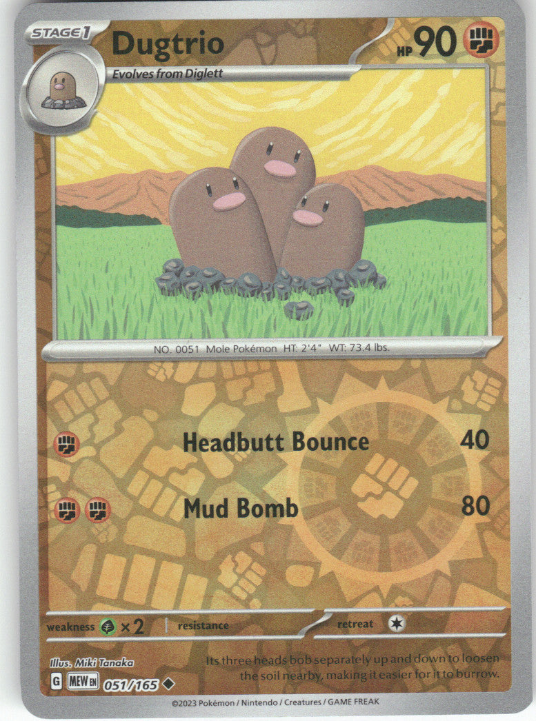 Diglett Reverse Holo Common SV: Scarlet & Violet 151 050/165 NM