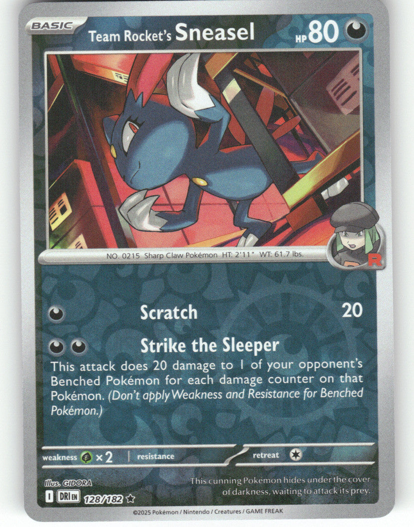 Team Rocket's Sneasel Reverse Holo Rare SV10: Destined Rivals 128/182 NM
