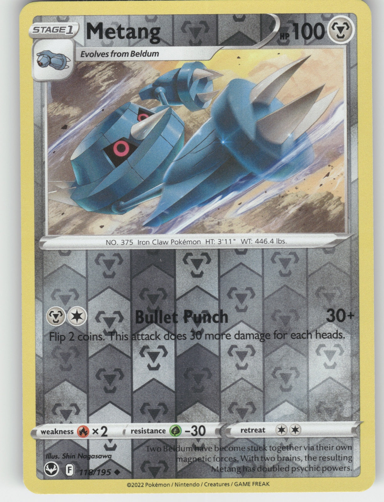 Metang Reverse Holo Uncommon SWSH12: Silver Tempest 118/195 NM