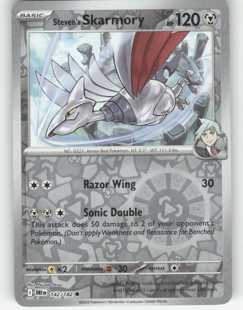 Steven's Skarmory Reverse Holo Common SV10: Destined Rivals 142/182 NM