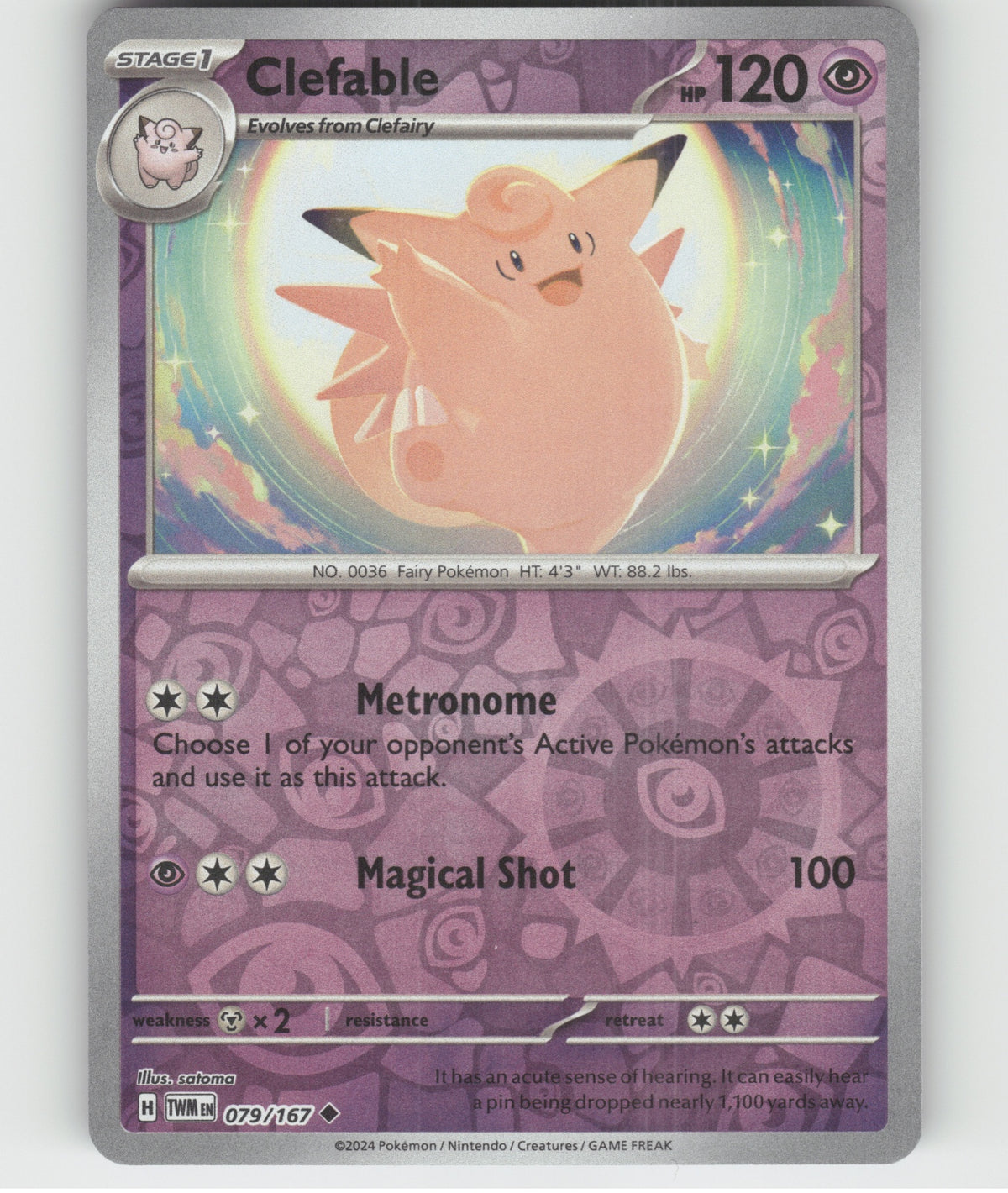 Clefable Uncommon SV06: Twilight Masquerade 079/167 NM