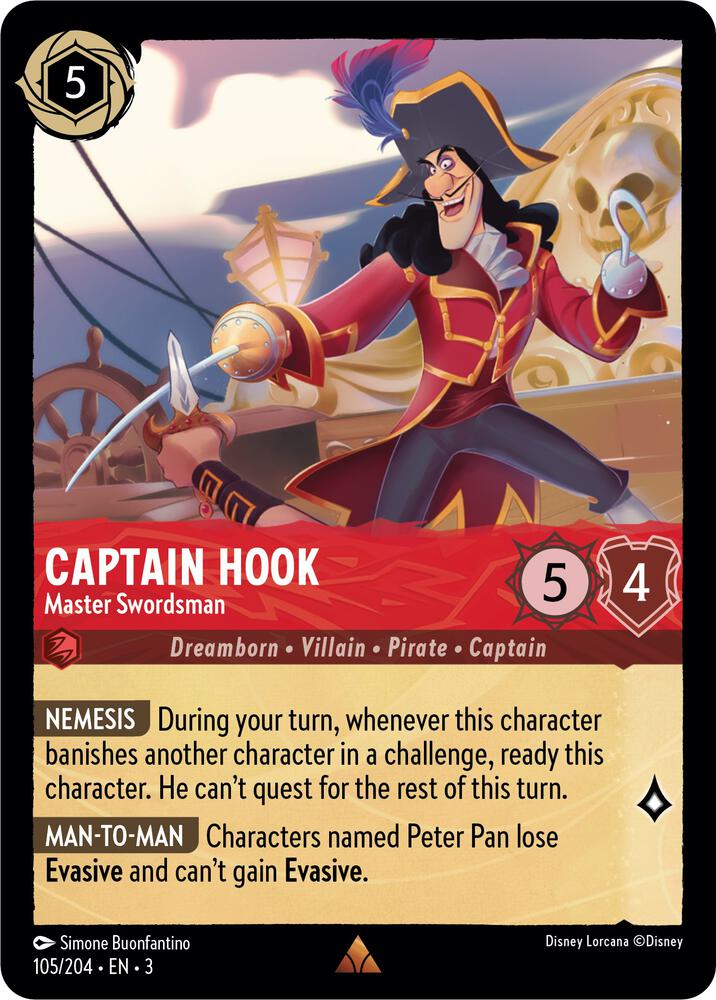 Captain Hook - Master Swordsman Rare Into the Inklands 105/204 NM