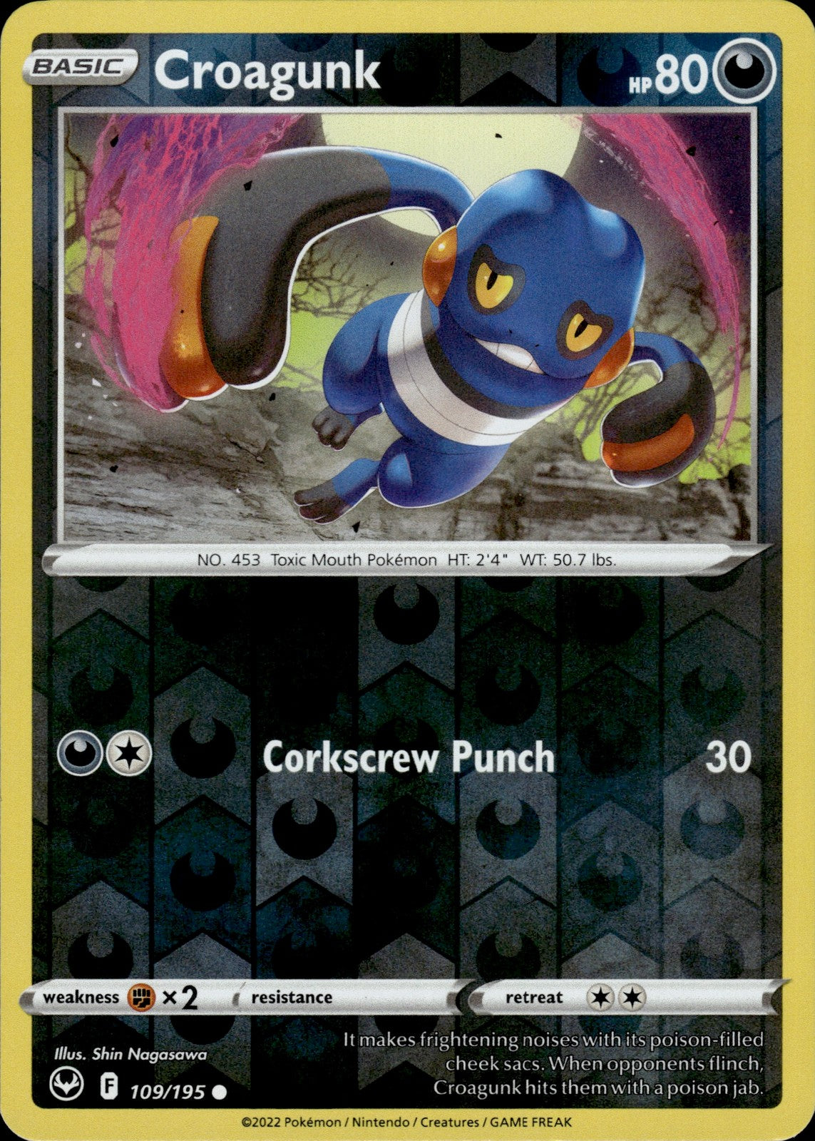 Croagunk Reverse Holo Common SWSH12: Silver Tempest 109/195 NM