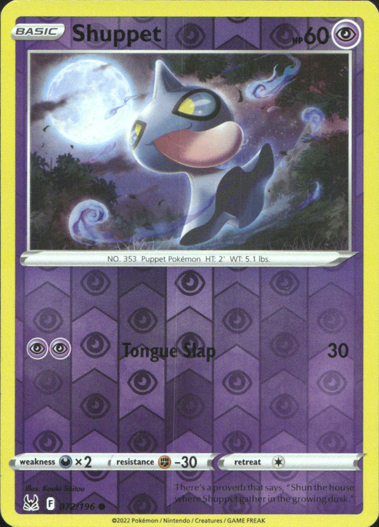 Shuppet Reverse Holo Common SWSH11: Lost Origin 072/196 NM