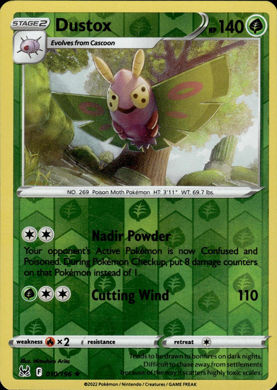 Dustox Reverse Holo Rare SWSH11: Lost Origin 010/196 NM