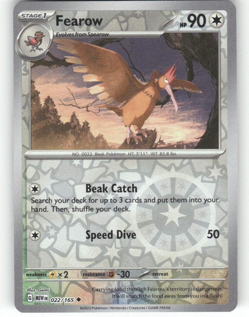 Fearow Reverse Holo Uncommon SV: Scarlet & Violet 151 022/165 NM