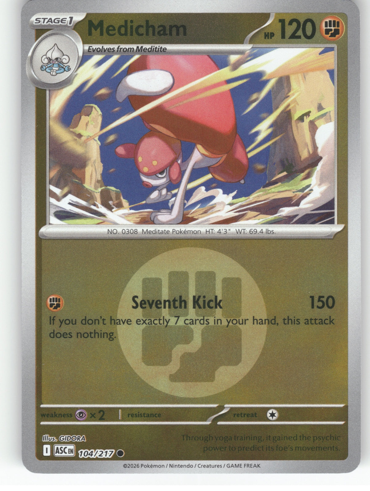 Medicham - (Energy Symbol Pattern) Reverse Holo Common ME: Ascended Heroes 104/217 NM