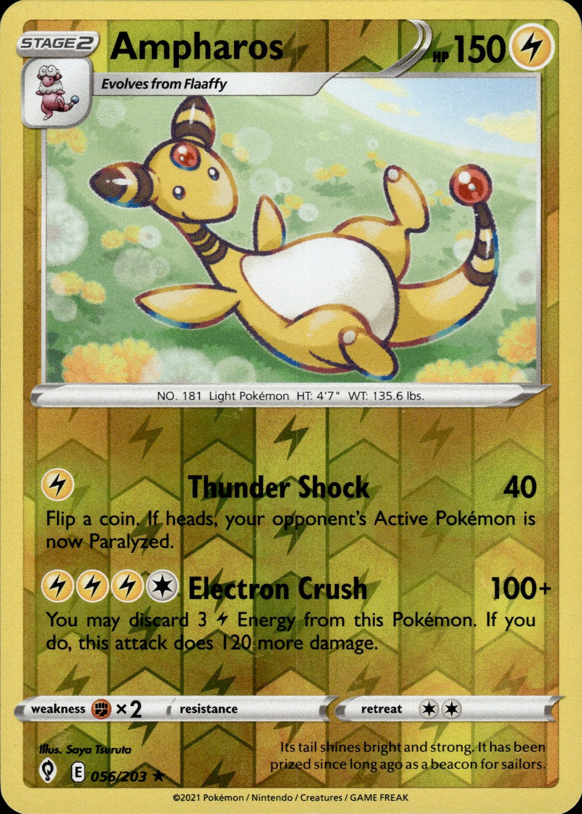 Ampharos Reverse Holo Rare SWSH07: Evolving Skies 056/203 NM