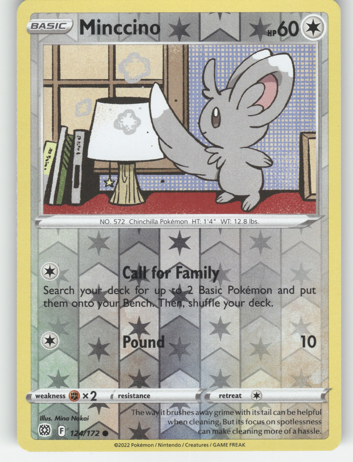 Minccino Reverse Holo Common SWSH09: Brilliant Stars 124/172 NM