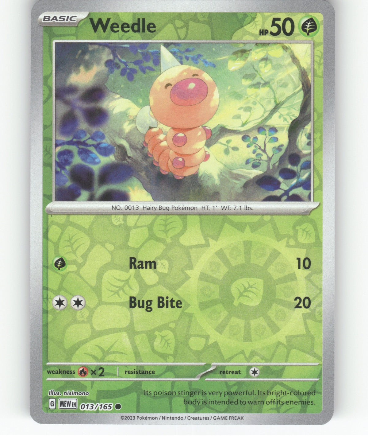 Weedle Reverse Holo Common SV: Scarlet & Violet 151 013/165 NM