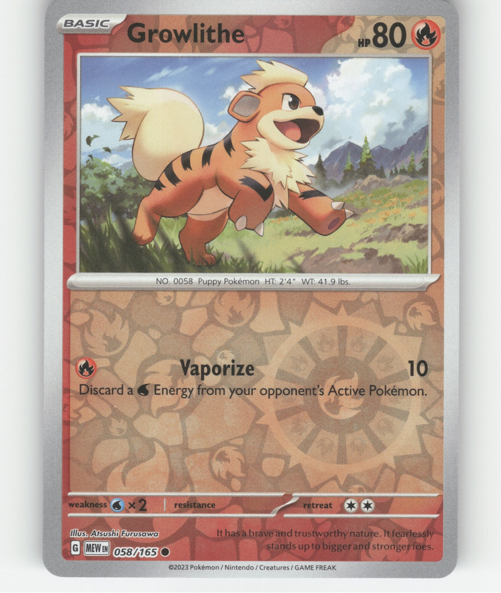 Growlithe Reverse Holo Common SV: Scarlet & Violet 151 058/165 NM