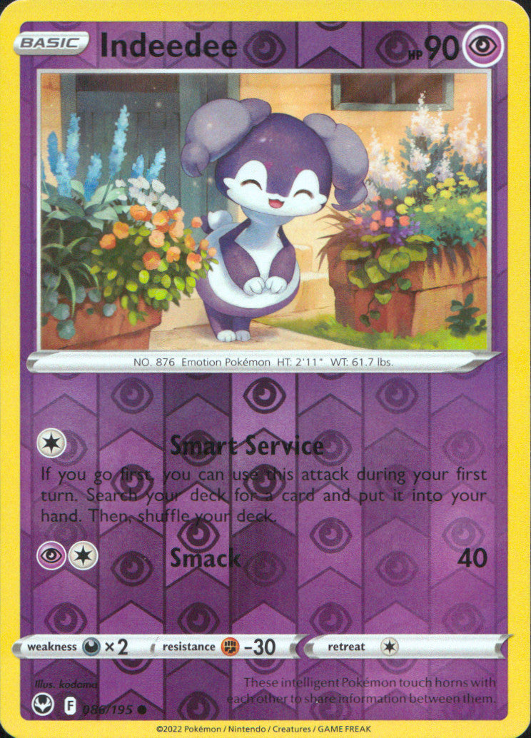Indeedee Reverse Holo Common SWSH12: Silver Tempest 086/195 NM