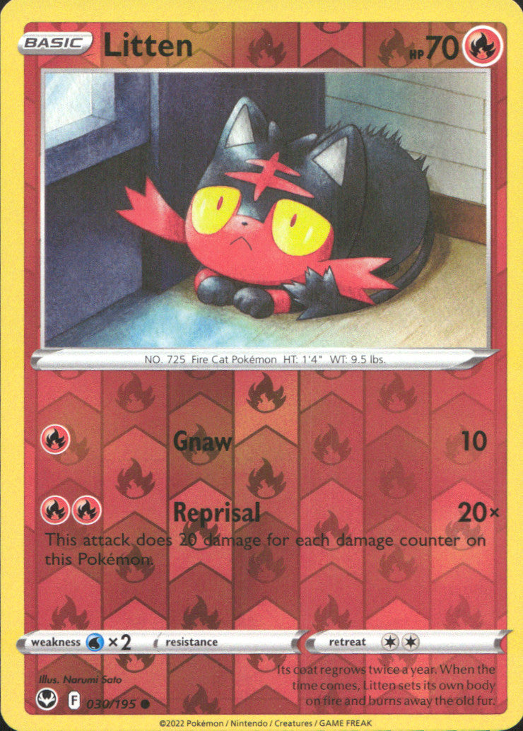 Litten Reverse Holo Common SWSH12: Silver Tempest 030/195 NM