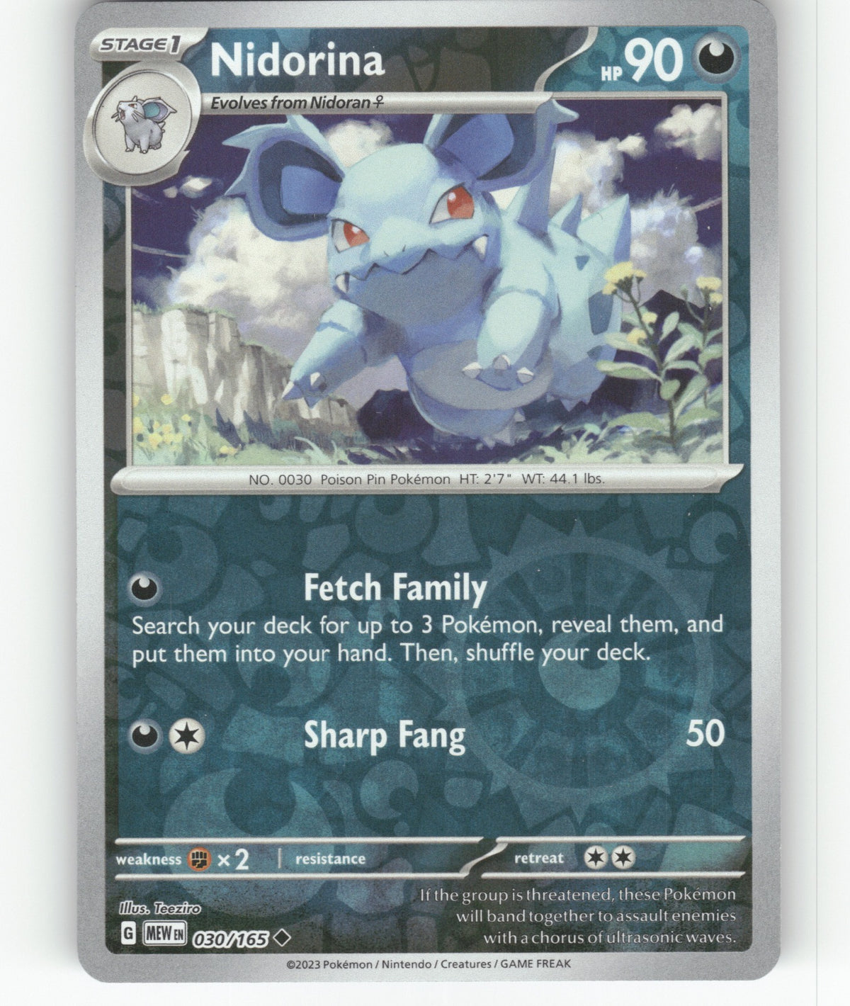 Nidorina Reverse Holo Uncommon SV: Scarlet & Violet 151 030/165 NM