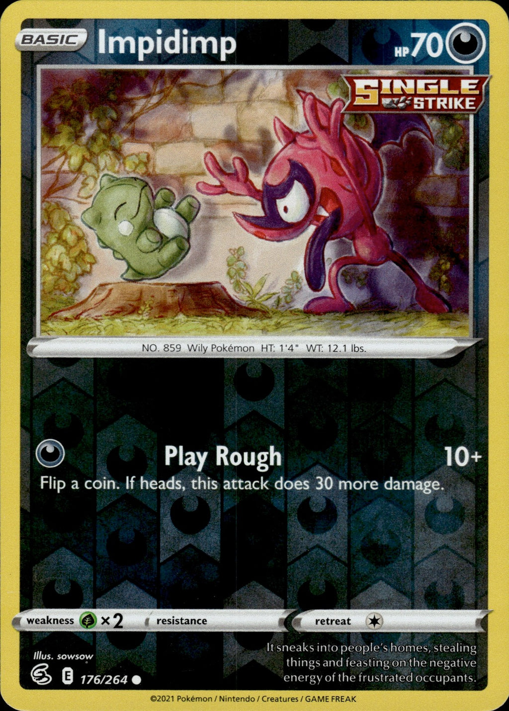Impidimp Reverse Holo Common SWSH08: Fusion Strike 176/264 NM