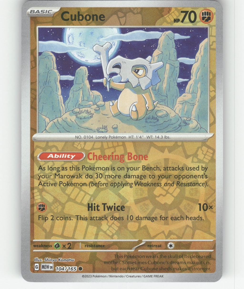 Cubone Reverse Holo Common SV: Scarlet & Violet 151 104/165 NM