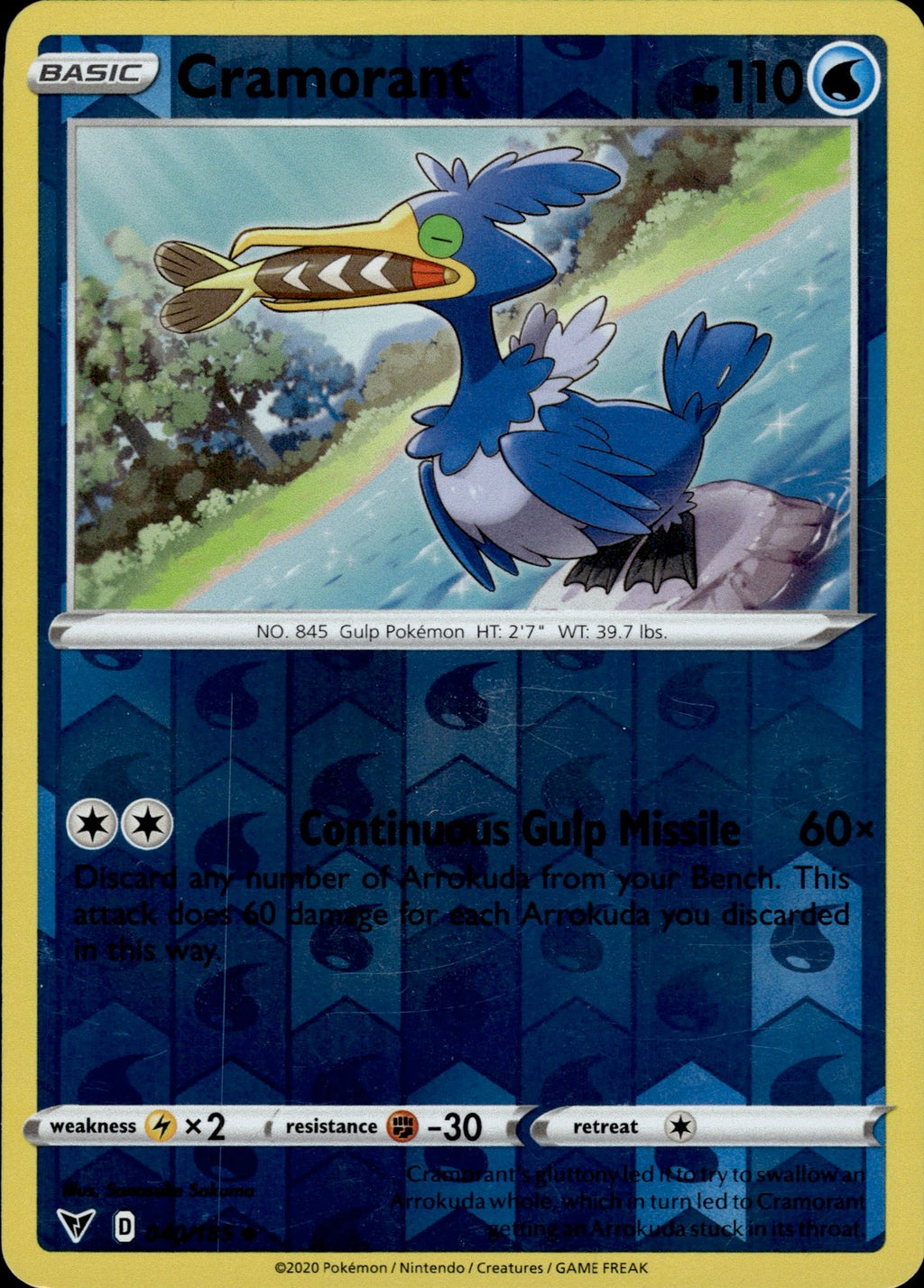Cramorant Reverse Holo Uncommon SWSH04: Vivid Voltage 040/185 NM
