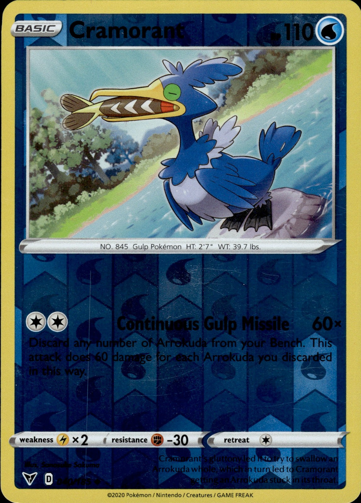 Cramorant Reverse Holo Uncommon SWSH04: Vivid Voltage 040/185 NM