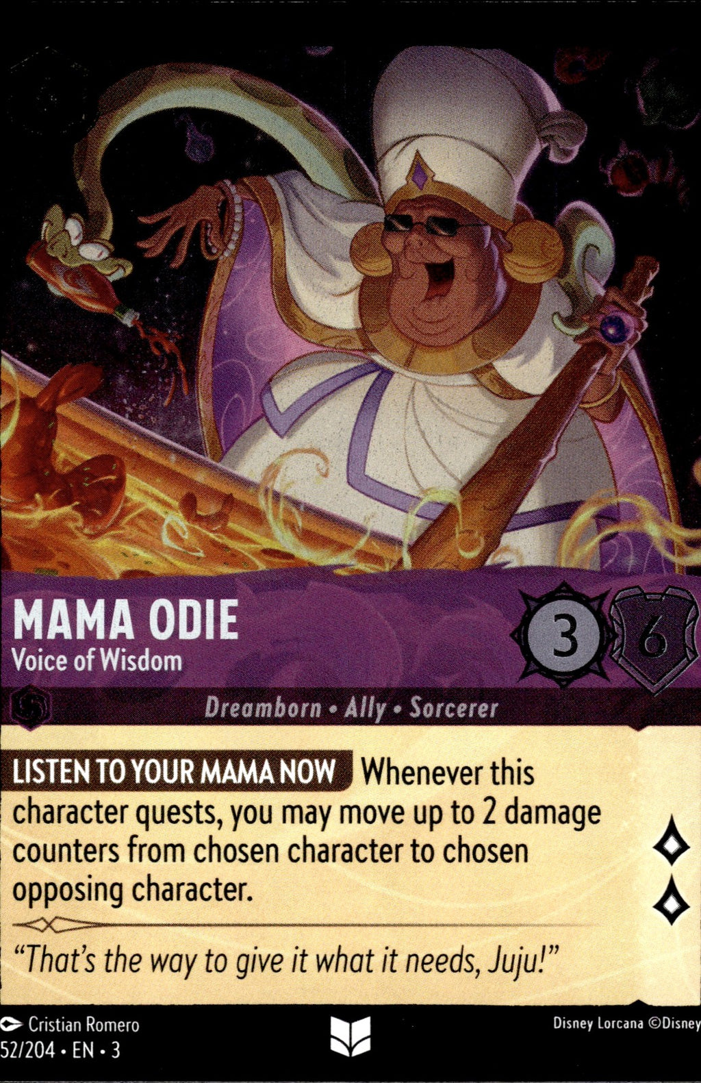Mama Odie - Voice of Wisdom Cold Foil Uncommon Into the Inklands 52/204 NM