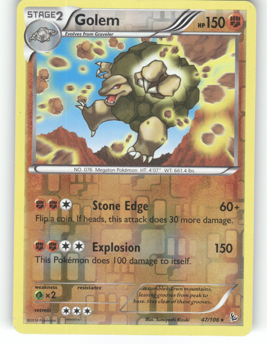 Golem Reverse Holo Rare XY - Flashfire 47/106 NM