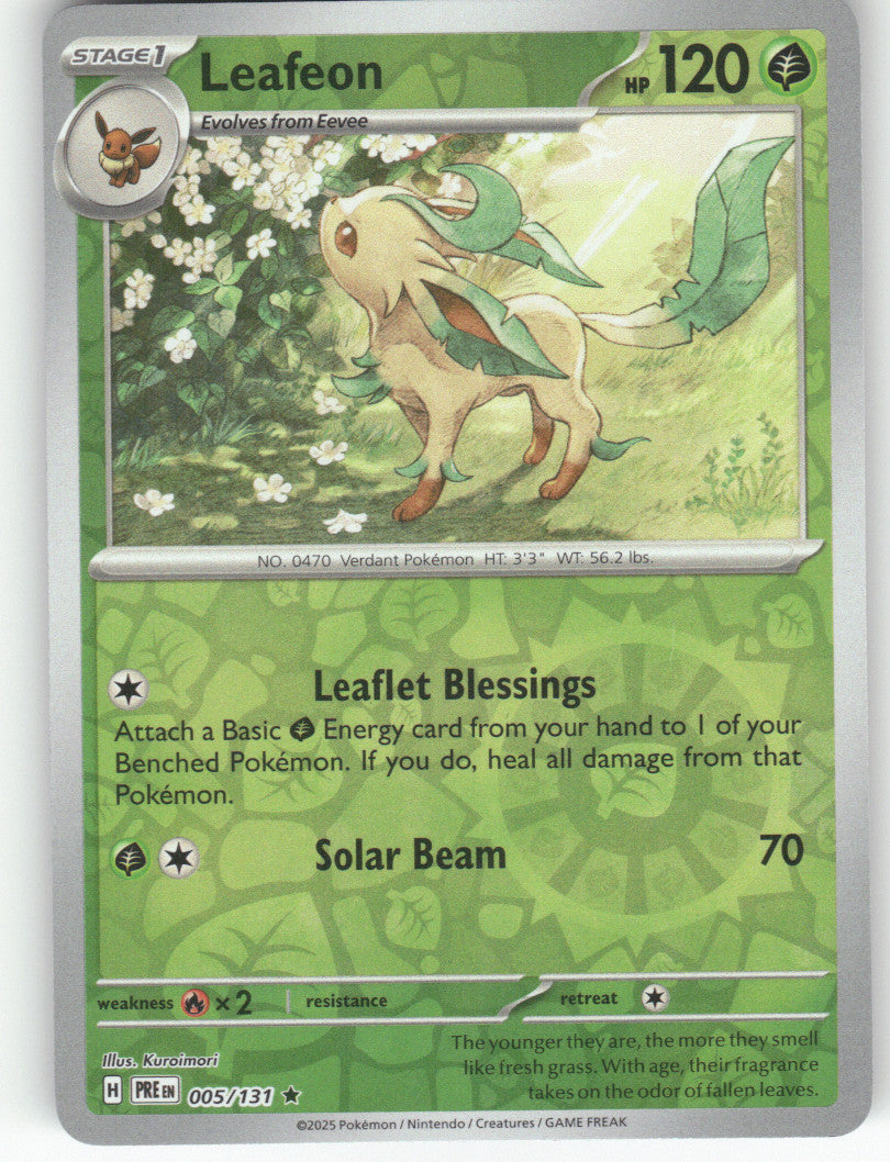 Leafeon Reverse Holo Rare SV: Prismatic Evolutions 005/131 NM