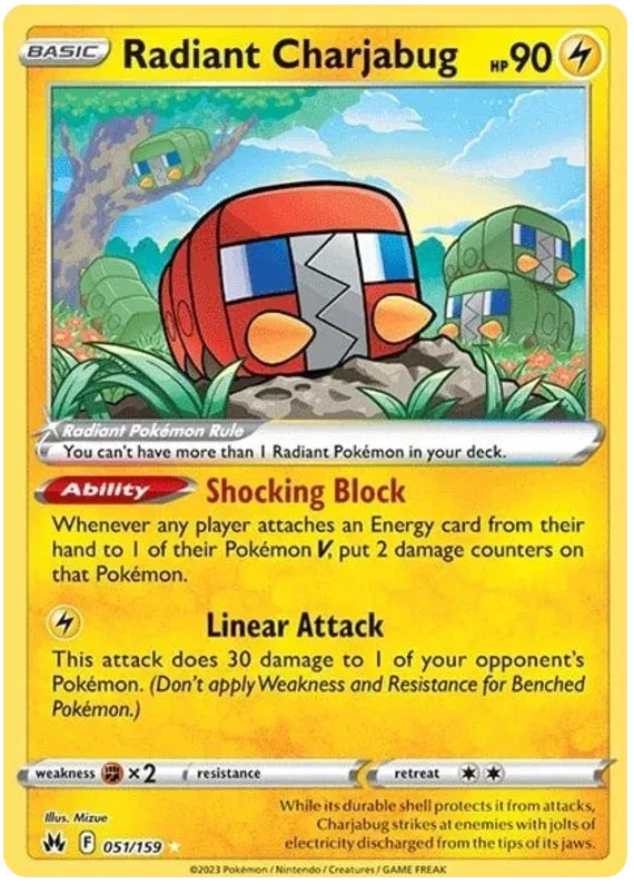 Radiant Charjabug 2023 Crown Zenith #051/159 Near Mint