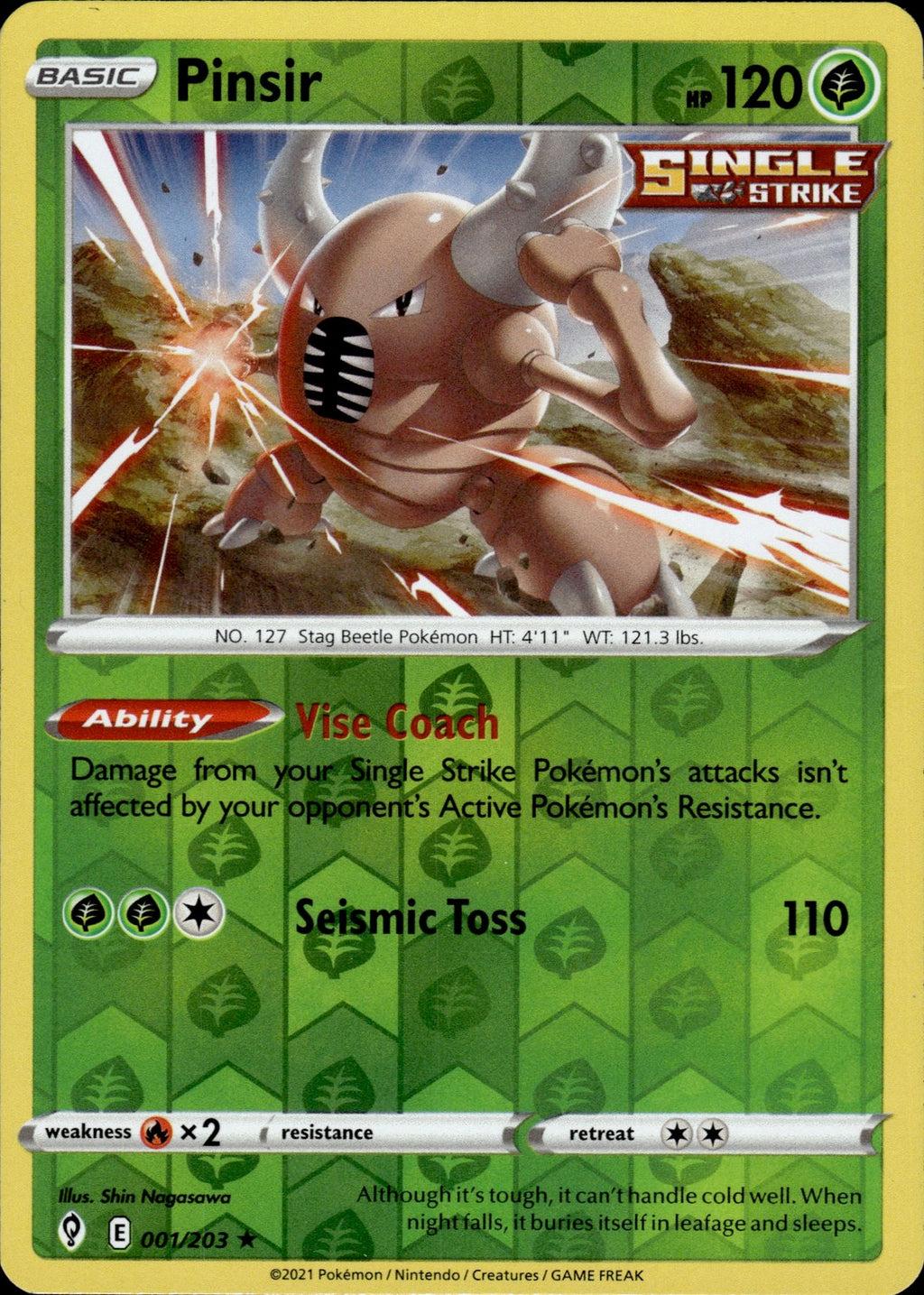 Pinsir Reverse Holo Rare SWSH07: Evolving Skies 001/203 NM