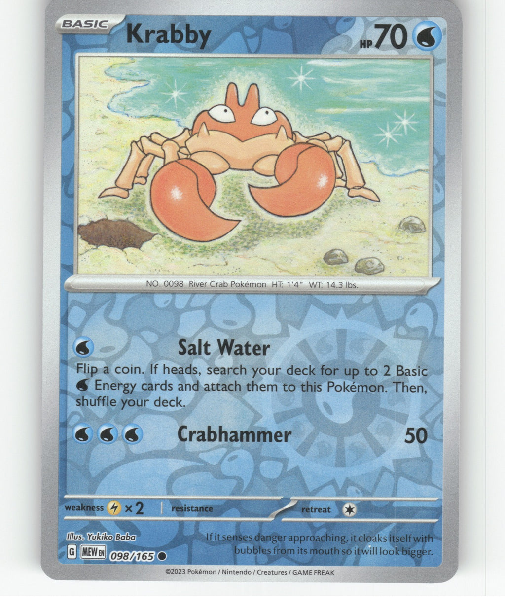 Krabby Reverse Holo Common SV: Scarlet & Violet 151 098/165 NM