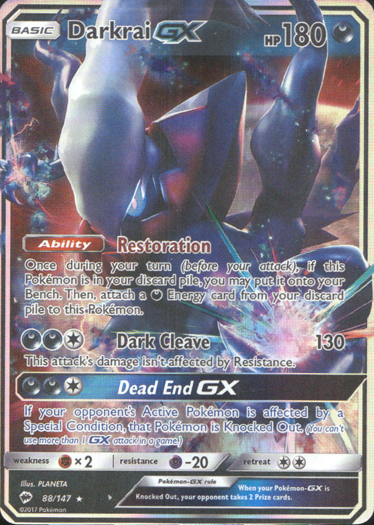 Darkrai GX Holo Ultra Rare SM - Burning Shadows 88/147 NM