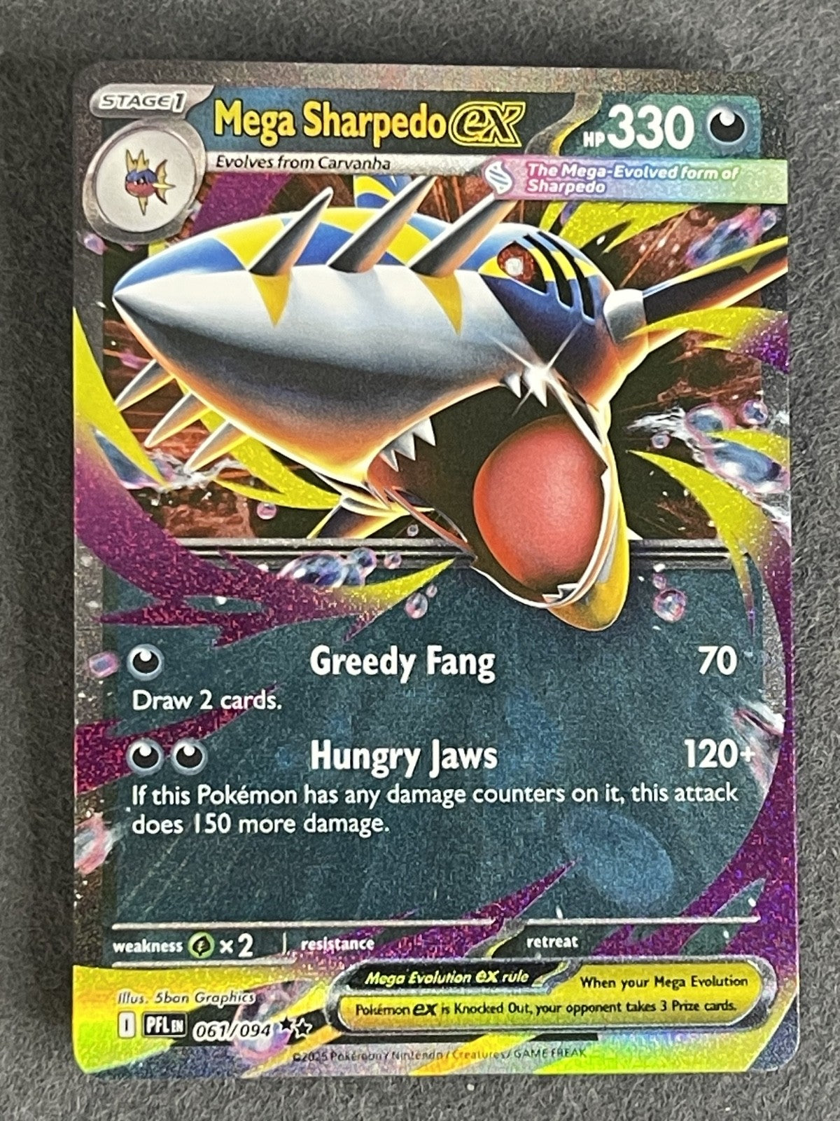Mega Sharpedo ex 2025 Phantasmal Flames #061/094 Near Mint
