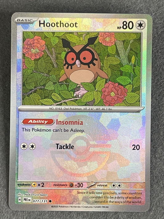 Hoothoot 2025 Prismatic Evolutions #077/131 Near Mint