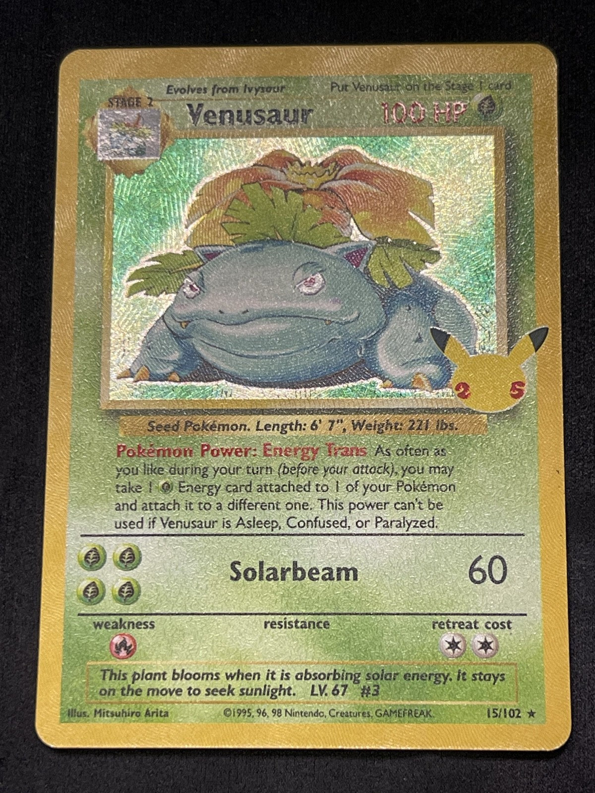 Venusaur 1999 Base Set Shadowless #15/102 Near Mint