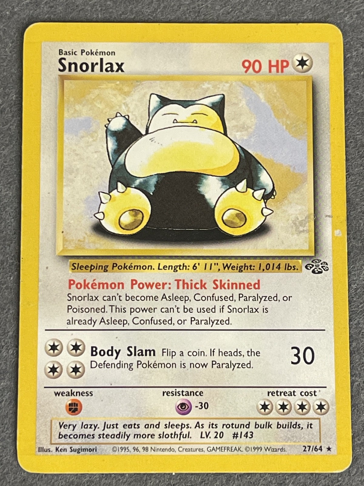 Snorlax 1999 Jungle Unlimited #27/64 Heavily Played