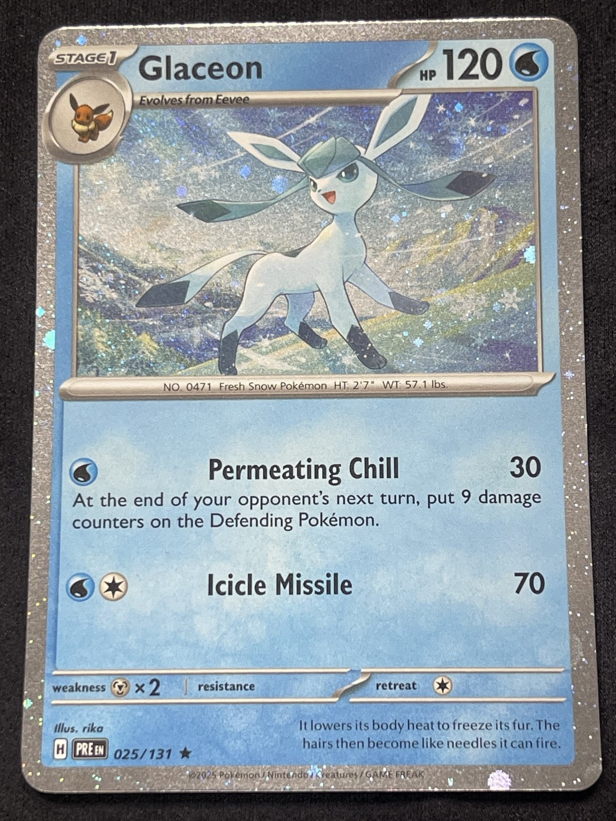 Glaceon 2025 Prismatic Evolutions #025/131 Near Mint