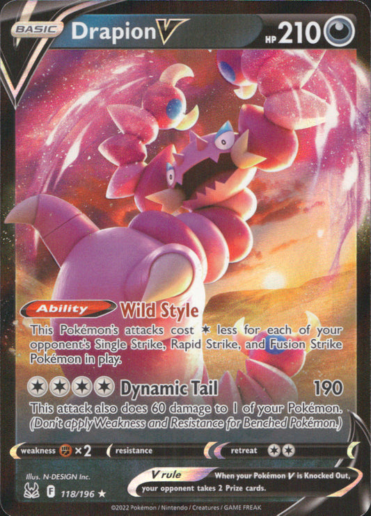 Drapion V Holo Ultra Rare SWSH11: Lost Origin 118/196 NM