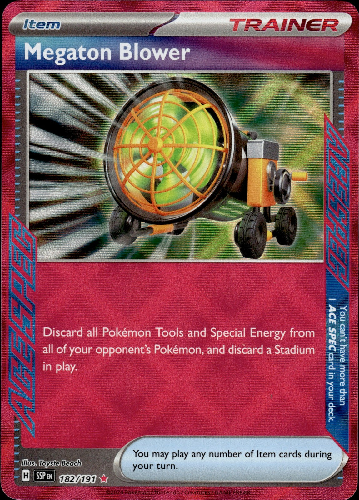 Megaton Blower Holo ACE SPEC Rare SV08: Surging Sparks 182/191 NM