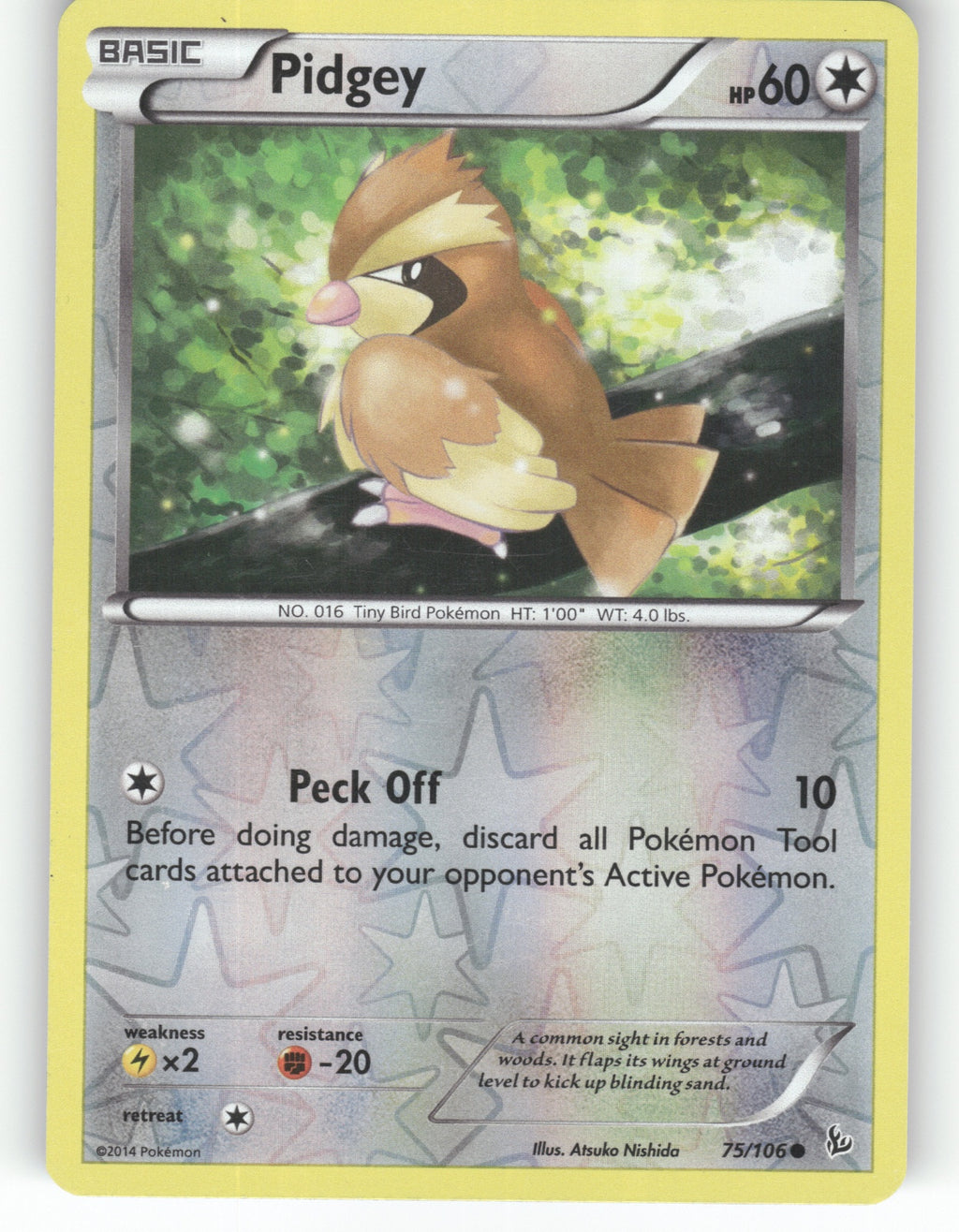 Pidgey Reverse Holo Common XY - Flashfire 75/106 NM