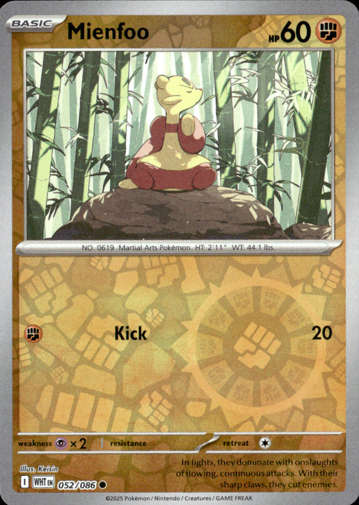 Mienfoo Reverse Holo Common SV: White Flare 052/086 NM
