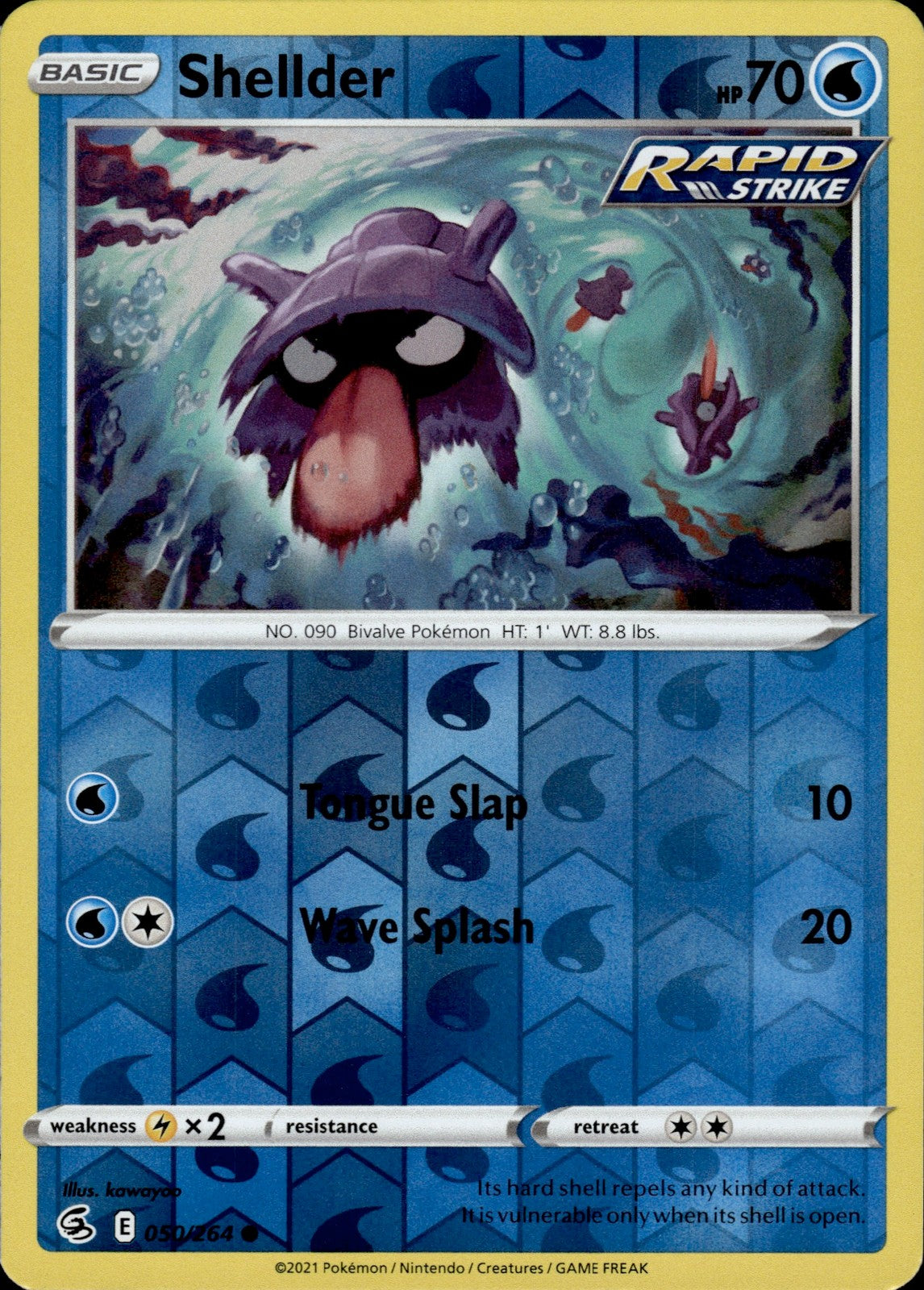 Shellder Reverse Holo Common SWSH08: Fusion Strike 050/264 NM